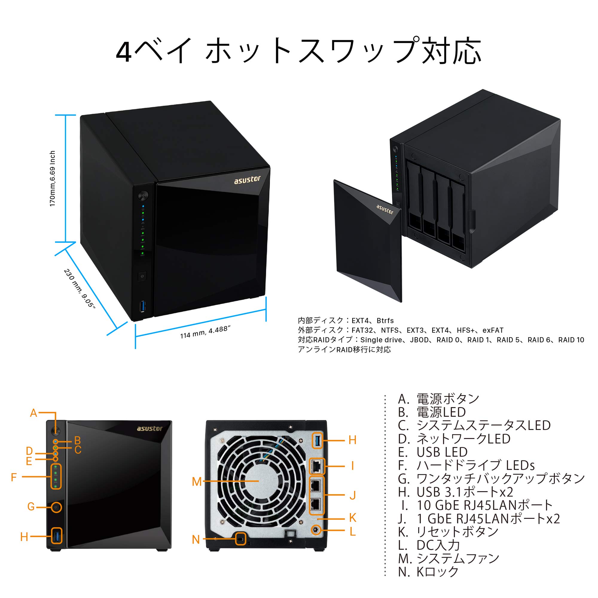 asustor-as4004t-4-bay-nas-system-10gbe-2gb-ram image 3