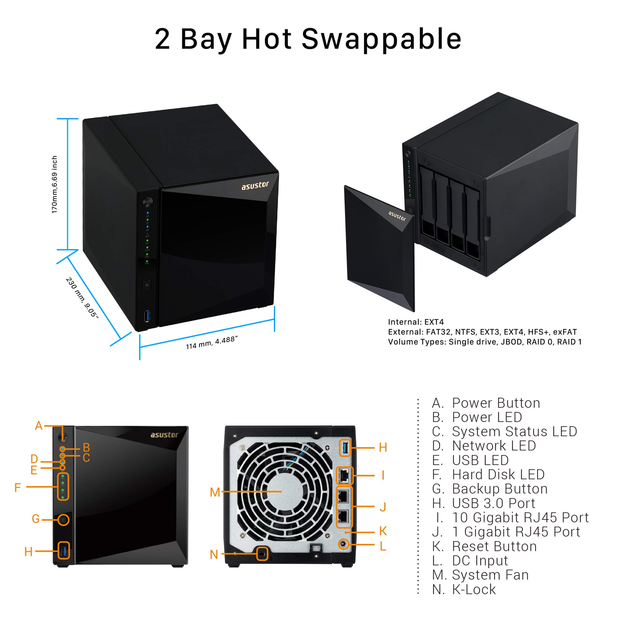 asustor-as4004t-4-bay-nas-system-10gbe-mit-2gb-ram image 3