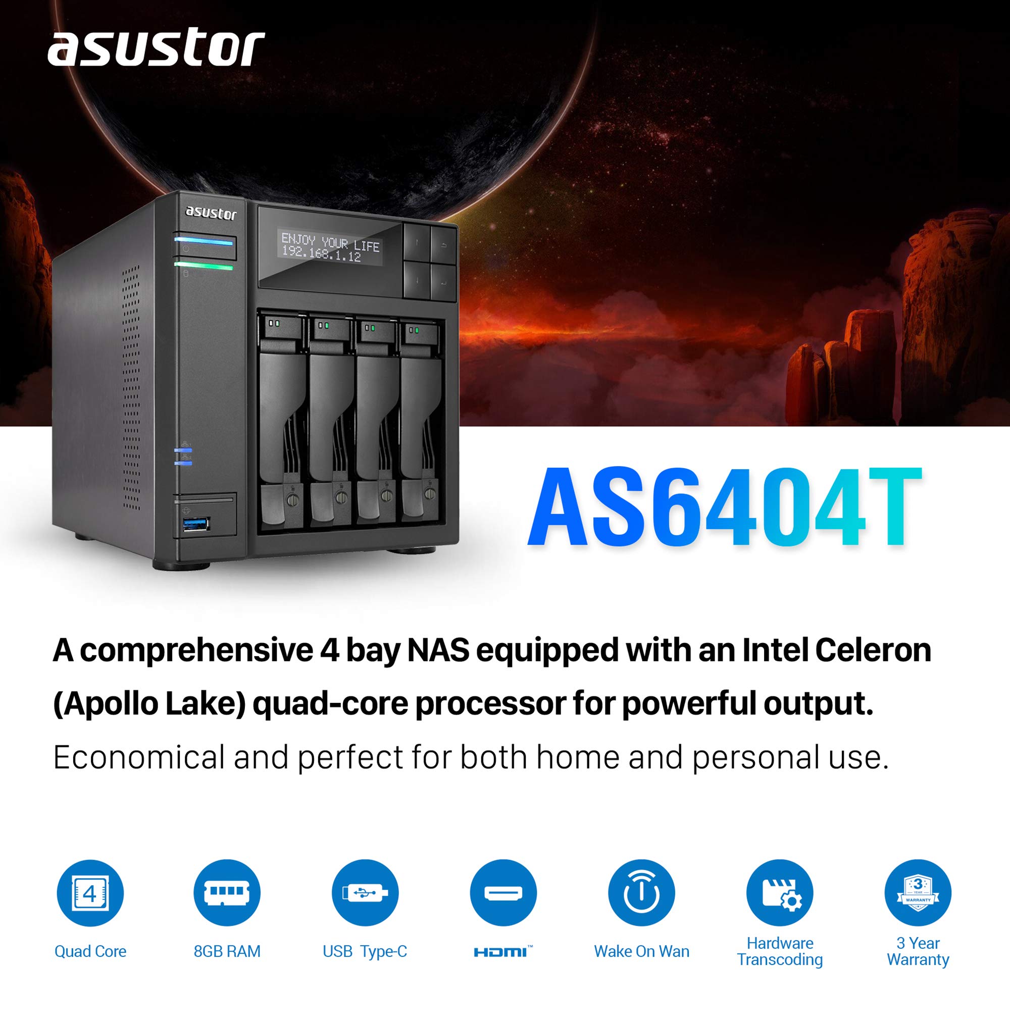 asustor-as6404t-nas-system-4-bay-8gb-ram-4k-hdmi image 2