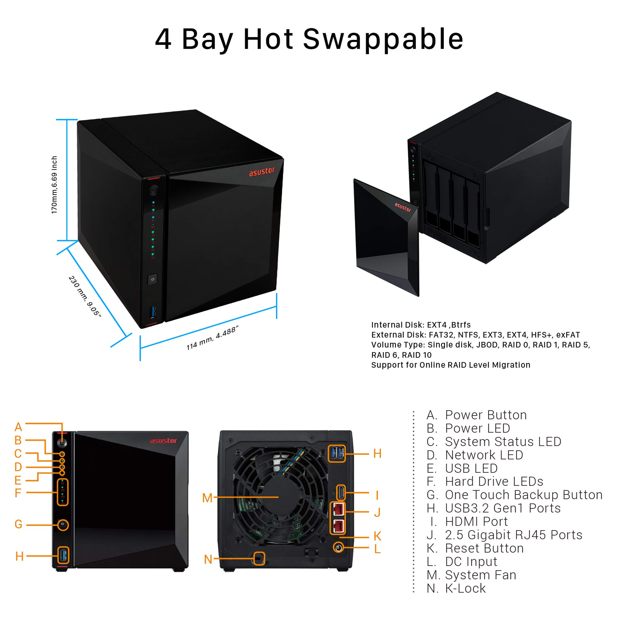 asustor-nimbustor-as5304t-nas-gehuse-4-bay-4gb-ddr4 image 2