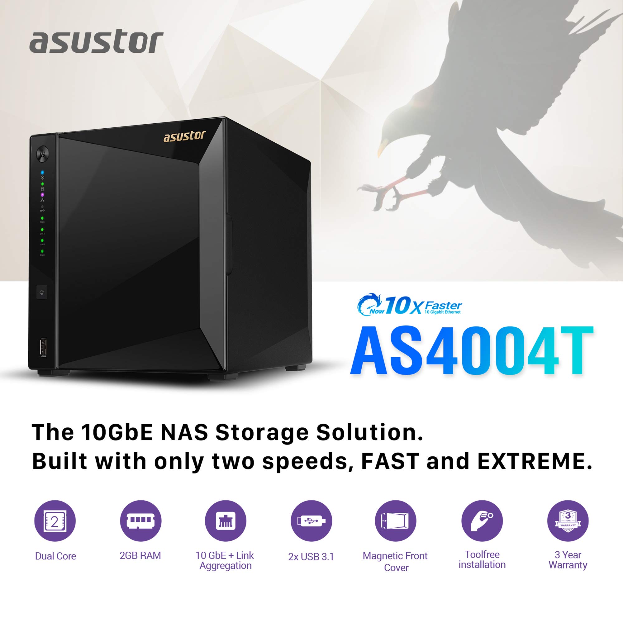 asustor-as4004t-4-bay-nas-system-10gbe-mit-2gb-ram image 2